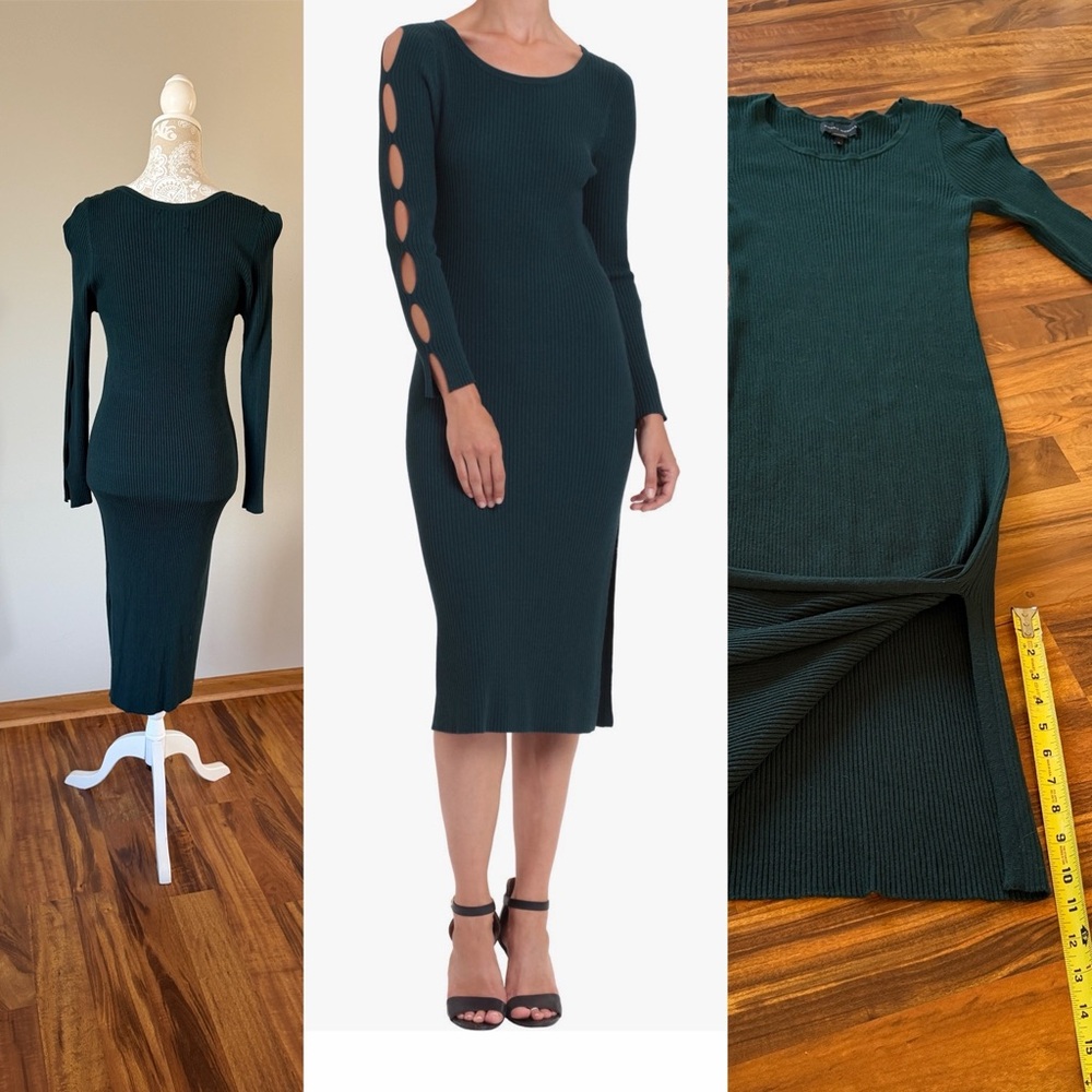 Deep Teal Green Ribbed Dress sz L